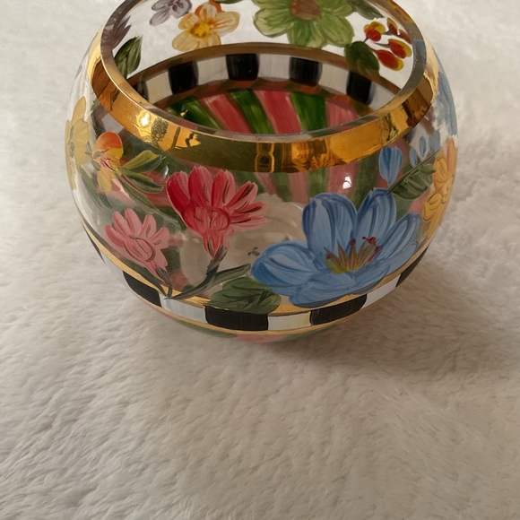 MacKenzie-Childs Hand-Painted Flower Market Glass Globe Vase/Candle Holder - Picture 11 of 14